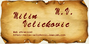 Milin Veličković vizit kartica